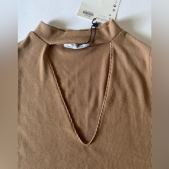 NWT Zara Trafaluc stretch tan top - Picture 4 of 4